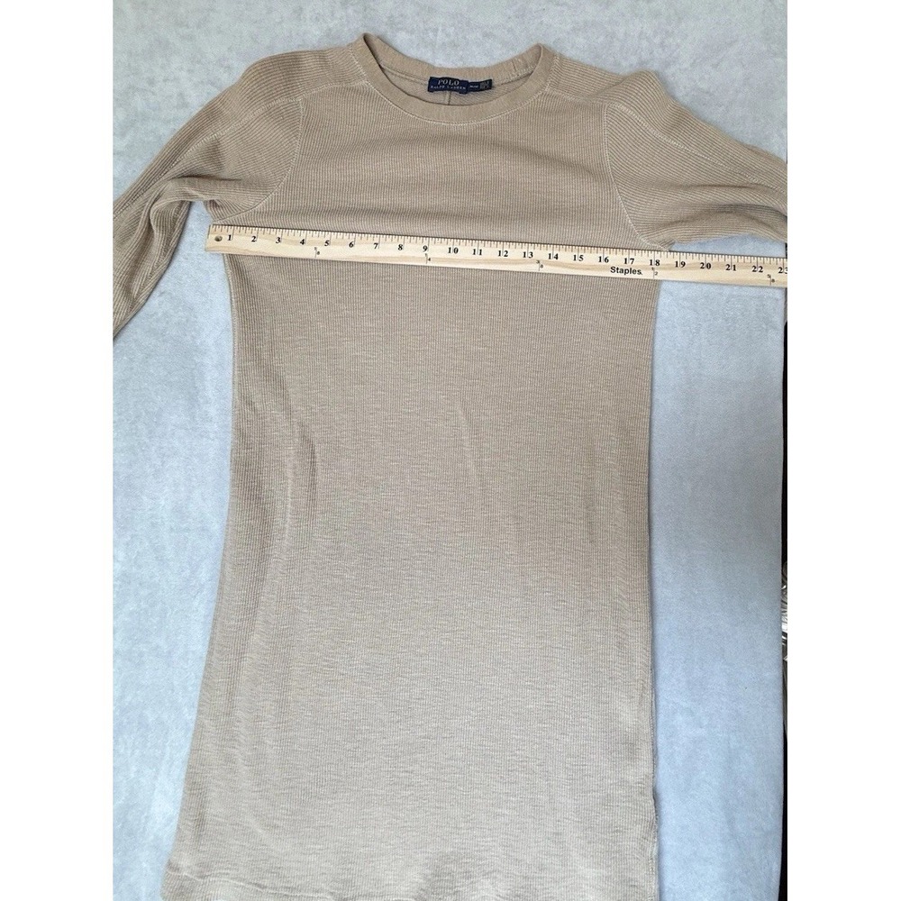 Polo Ralph Lauren Dress Boating Khaki Beige Waffle Knit Thermal Coastal Neutral - Picture 4 of 6